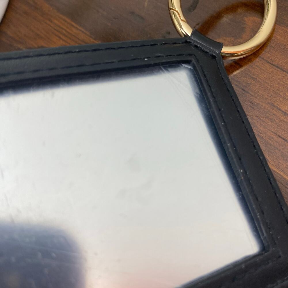 NEW Yves Saint Laurent Beaute Card Size Mirror Key Ring Logo Pattern Black - Picture 7 of 7